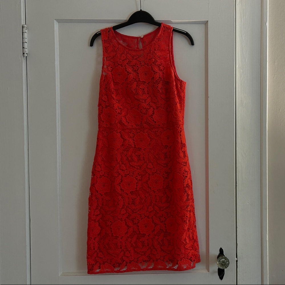J. Crew Vibrant Red Lace Mini Dress